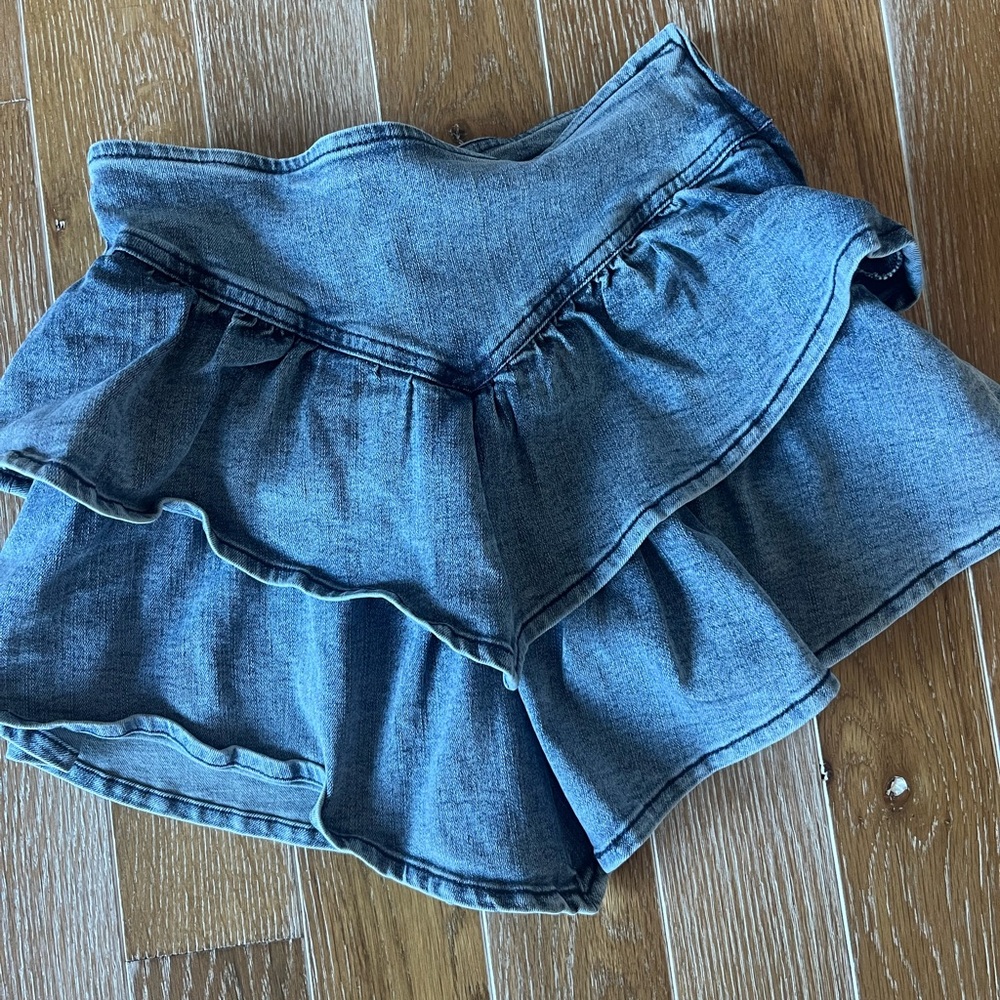 Worn once PERFECT CONDITION Katie J double denim ruffle tween skirt. Size Medium